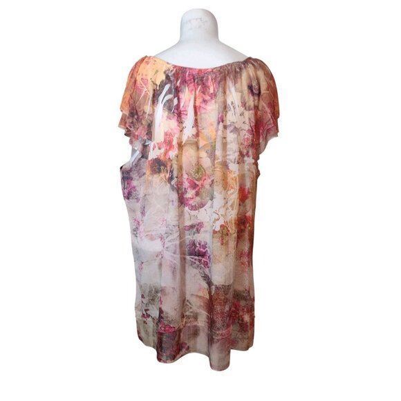 Roz & Ali Sparkle Floral Top Size L Fairy Flowy Artsy Flutter Stretch - Picture 5 of 9